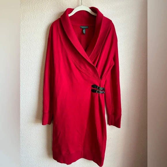 Ralph Lauren Jeans Co Cowl Neck Sweatshirt Wrap Style Dress - Picture 1 of 9